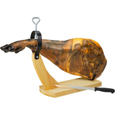 Jamonero de Madera con Cuchillo, Soporte jamonero, jamoneros Profesional,Tabla de Jamon para Jamón Ibérico 40*16*35cm