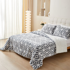 Edredon nordico Sherpa con Borreguito Ultra Suave y clido Set de Cama con Funda de Almohada, Ideal para Regalo,