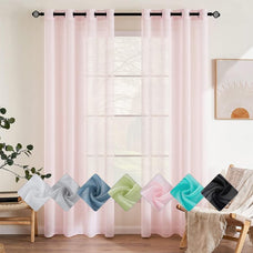 Cortinas Visillo 140x260 CM ,Translucida de Dormitorio Moderno Ojales Cortina Ventana Visillos Salon para Sala Cuarto Dormitorio Comedor Cocina SaOln de 2 Unidades