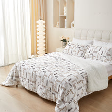 Edredon nordico Sherpa con Borreguito Ultra Suave y clido Set de Cama con Funda de Almohada, Ideal para Regalo,