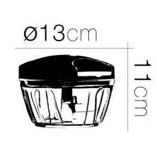 Picadora Manual con Cuerda, 3 Alturas de Corte, Cuchilla de Acero Inoxidable, 400 ml