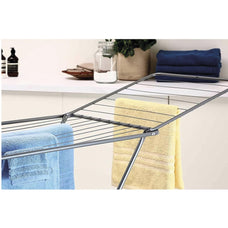 Tendedero Plegable de Metal con Alas - Gris 181x107x51cm, 18m Cuerda (Resistente y Portátil)