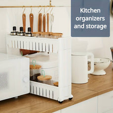 Carro Carrito Slim Estrecho Multiusos Por Ahorro De Espacio Con 4 Ruedas y 2/3/4 Cestos Niveles De Almacenamiento Para Cocina Baño