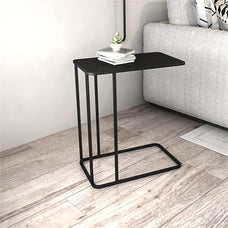 Mesita Auxiliar Mesa Latera para Sofa y cama Moderna, Estructura Forma C de Metal Ahorro de Espacio