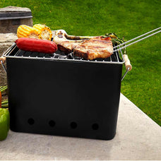 Barbacoa Portátil Rectangular con Asas en Color Negro – Ideal para Parrilladas al Aire Libre, Compacta y Fácil de Transportar